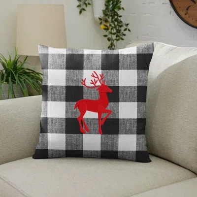 Mozaic Company Deer Outdoor Square Pillow Cover & Insert In Black,red
