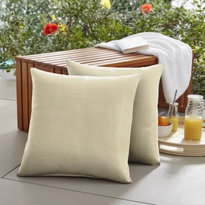 Mozaic Company Diceman Sunbrella Textured Light Green/ivory Indoor/outdoor Throw Pillow Cover & Insert In Tan