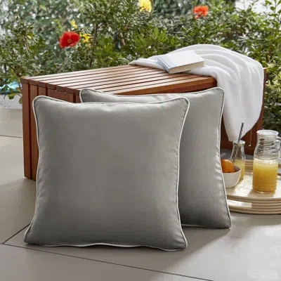Mozaic Company Eamon Outdoor Square Pillow Cover & Insert In Canvas Charcoal,canvas Natural Cord