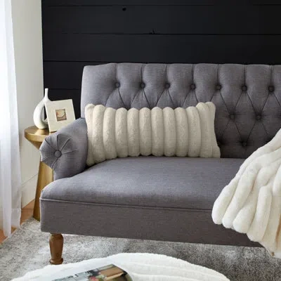 Mozaic Company Faux Fur Pillow Cover & Insert In Tan