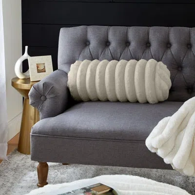 Mozaic Company Faux Fur Throw Pillow In Tan