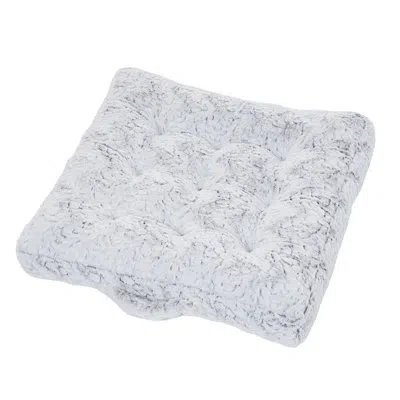 Mozaic Company Fauxchilla Floral Faux Fur Floor Pillow In Fauxchilla Silver Fox