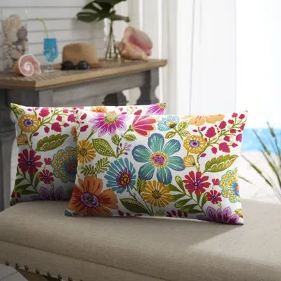 Mozaic Company Gabby Indoor / Outdoor Floral Lumbar Pillow In Blue;green;pink