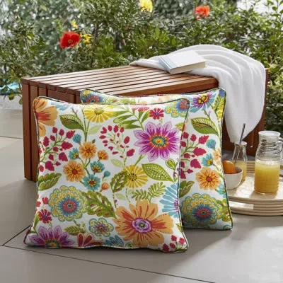 Mozaic Company Gabby Piped Indoor / Outdoor Floral Throw Pillow