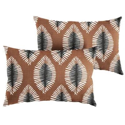 Mozaic Company Hayden Sunstone Indoor/outdoor Geometric Brown/black Rectangular Lumbar Cushion Cover