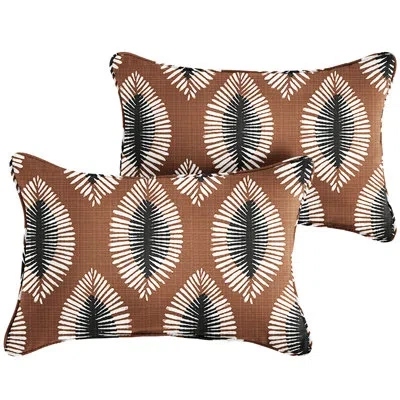 Mozaic Company Hayden Sunstone Indoor/outdoor Geometric Brown/black Rectangular Lumbar Cushion Cover
