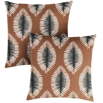 Mozaic Company Hayden Sunstone Indoor/outdoor Geometric Brown/black Square Throw Cushion Cover