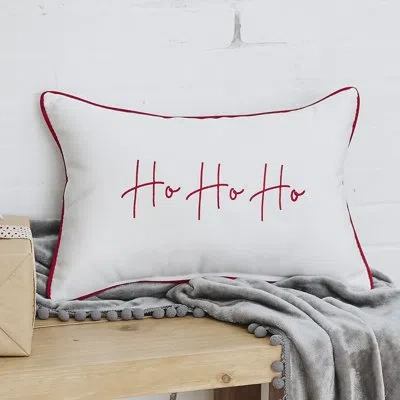 Mozaic Company Ho Ho Ho Outdoor Rectangular Pillow Cover & Insert In Canvas Natural Sunbrella® Canvas