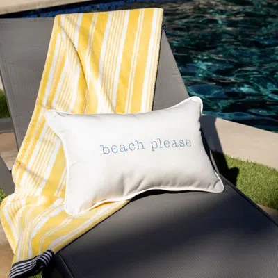Mozaic Company Indoor/outdoor Lumbar Embroidered Pillow Beach Please Sunbrella Pillow