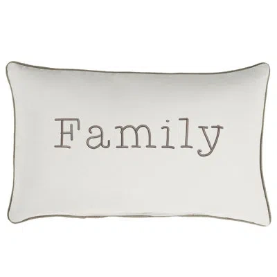 Mozaic Company Indoor/outdoor Lumbar Embroidered Pillow Family Sunbrella® Pillow In Canvas Natural