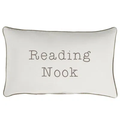 Mozaic Company Indoor/outdoor Lumbar Embroidered Pillow Reading Nook Sunbrella Pillow In Canvas Natural