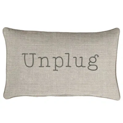 Mozaic Company Indoor/outdoor Lumbar Embroidered Pillow Unplug Sunbrella Pillow In Cast Silver