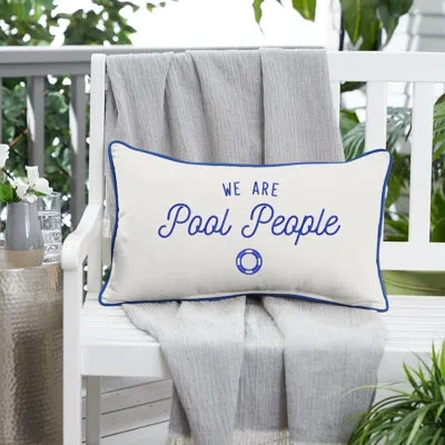 Mozaic Company Indoor/outdoor Lumbar Embroidered Pillow We Are Pool People Sunbrella Pillow
