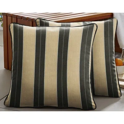 Mozaic Company Indoor/outdoor Square Pillow Cover And Insert In Black,brown,black