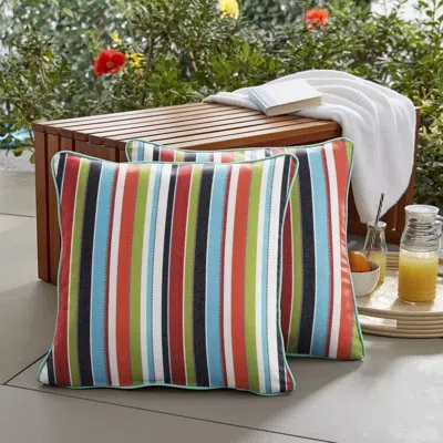 Mozaic Company Kerrey Striped Sunbrella® Outdoor Reversible Throw Pillow In Multi