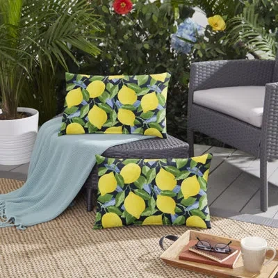 Mozaic Company Lemons Outdoor Rectangular Pillow Cover And Insert