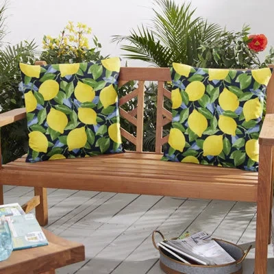Mozaic Company Lemons Outdoor Square Pillow Cover And Insert
