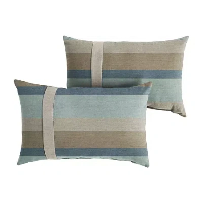 Mozaic Company Lumbar Single Large Flange (set Of 2) Rectangular Outdoor Pillow - Gateway Mist In Multi