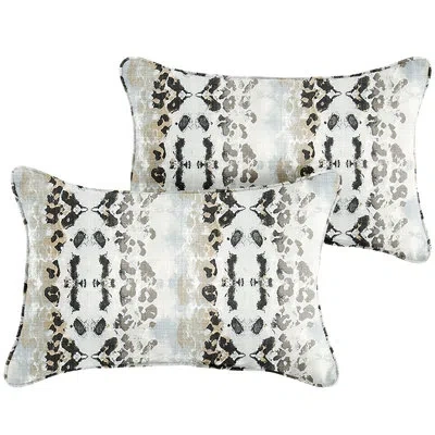Mozaic Company Mali Mineral Blue Indoor/outdoor Animal Print Mineral Blue/gray Rectangular Lumbar Cushion Cover