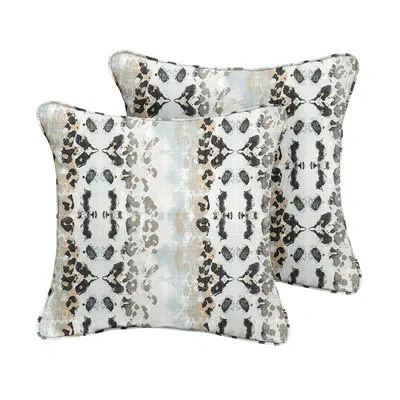 Mozaic Company Mali Mineral Blue Indoor/outdoor Animal Print Mineral Blue/gray Square Throw Cushion Cover