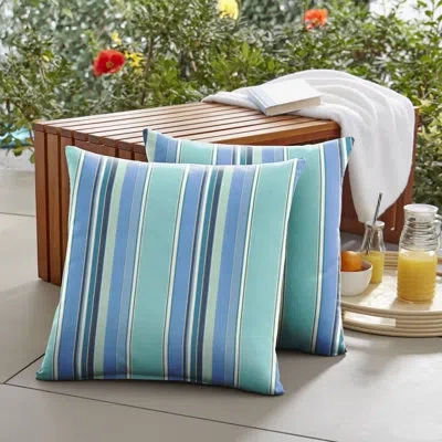 Mozaic Company Melbourne Outdoor Square Pillow Cover & Insert In Blue;teal;navy