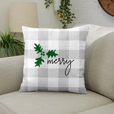 Mozaic Company Merry Outdoor Square Pillow Cover & Insert In Gray,green