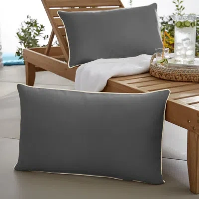 Mozaic Company Outdoor Rectangular Pillow Cover & Insert In Charcoal