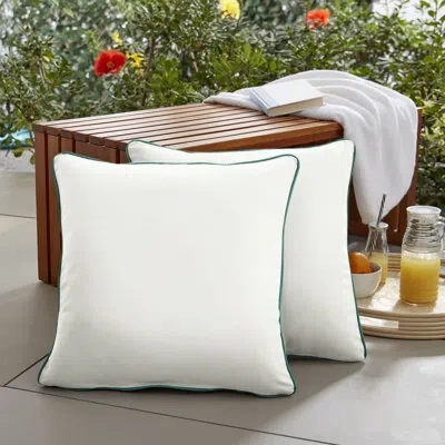 Mozaic Company Overton  Indoor/outdoor Throw Pillow In White,green