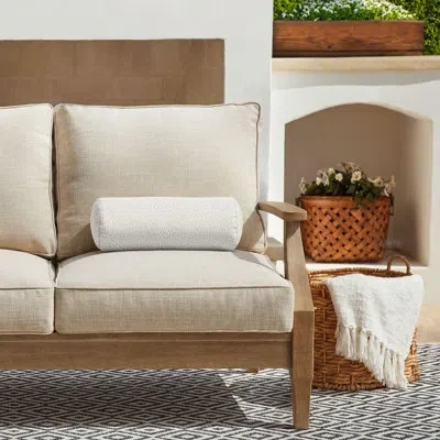 Mozaic Company Polyester Bolster Indoor/outdoor Pillow Cover & Insert In Ivory