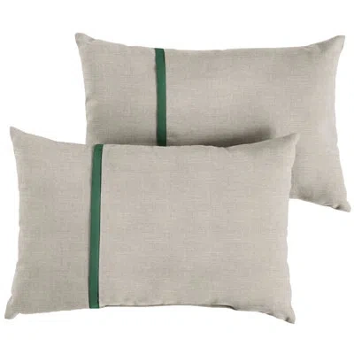 Mozaic Company Quincy Outdoor Rectangular Pillow In Green,silver