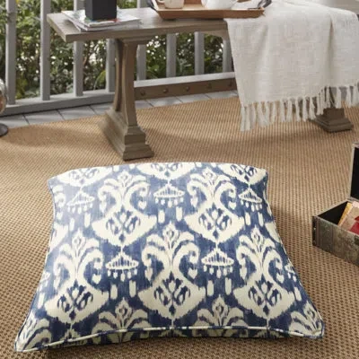 Mozaic Company Reagan Sunbrella Indoor / Outdoor Ikat Euro Pillow In Indigo,beige