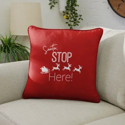 Mozaic Company Santa Stop Here Outdoor Square Pillow Cover & Insert