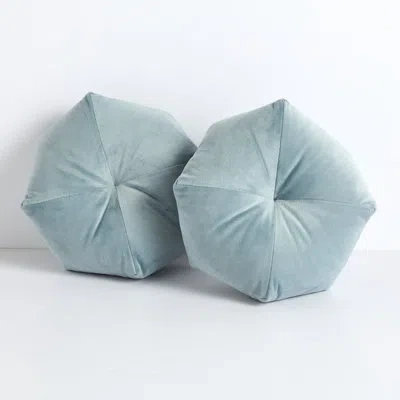 Mozaic Company Scalloped Edges Polyester Indoor/outdoor Throw Pillow In Blue
