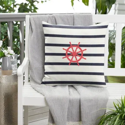 Mozaic Company Ship Wheel Outdoor Square Pillow Cover & Insert