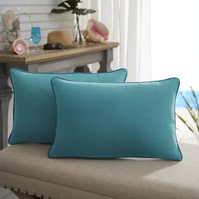 Mozaic Company Sunbrella Canvas Aruba Indoor/outdoor Xl Lumbar Pillow, Set Of 2 In Aqua