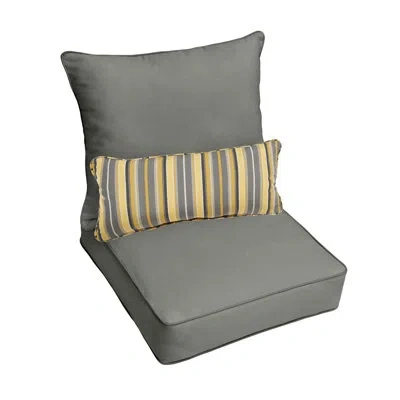 Mozaic Company Sunbrella Canvas Charcoal Corded Deep Seating Pillow And Cushion Set With Lumbar Pillow 4