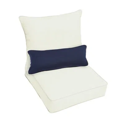 Mozaic Company Sunbrella Canvas Natural Corded Deep Seating Pillow And Cushion Set With Lumbar Pillow 5