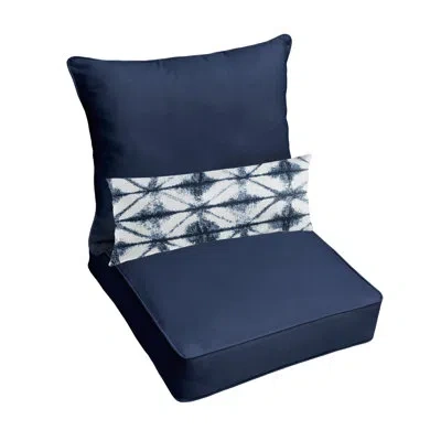 Mozaic Company Sunbrella Canvas Navy Corded Deep Seating Pillow And Cushion Set With Lumbar Pillow 0