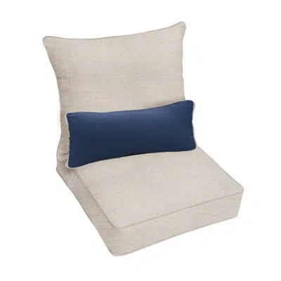 Mozaic Company Sunbrella Cast Silver Corded Deep Seating Pillow And Cushion Set With Lumbar Pillow In White