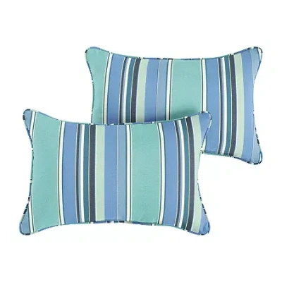 Mozaic Company Sunbrella Dolce Oasis Corded Lumbar Pillow (set Of 2) In Blue