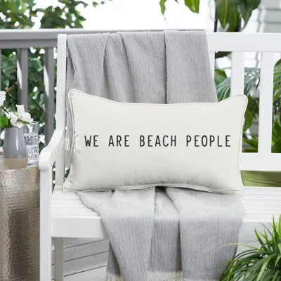 Mozaic Company Sunbrella Indoor/outdoor Lumbar Embroidered Pillow We Are Beach People