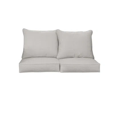 Mozaic Company Sunbrella Outdoor Diamond Loveseat Pillow And Cushion Set In Beige