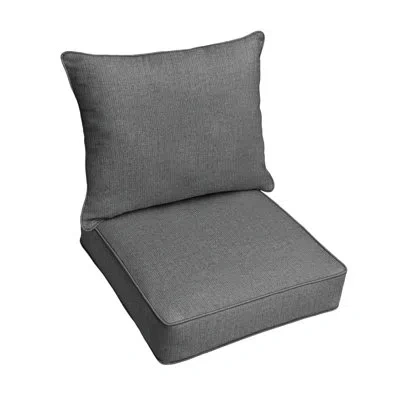 Mozaic Company Sunbrella Outdoor Solid Textured Corded Deep Seating Pillow And Cushion Set In Gray