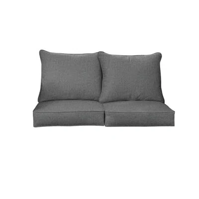 Mozaic Company Sunbrella Outdoor Solid Textured Loveseat Pillow And Cushion Set In Gray