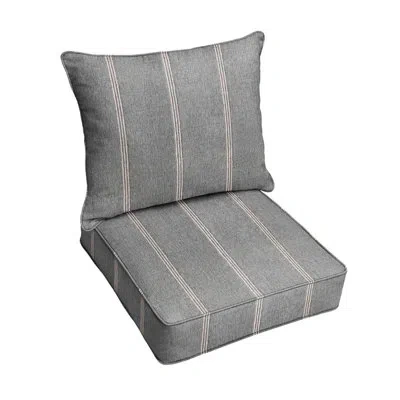 Mozaic Company Sunbrella Outdoor Stripe Corded Deep Seating Pillow And Cushion Set In Tan
