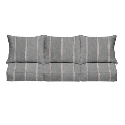 Mozaic Company Sunbrella Outdoor Stripe Deep Seating Sofa Pillow And Cushion Set In Tan