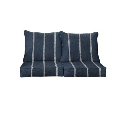 Mozaic Company Sunbrella Outdoor Stripe Loveseat Pillow And Cushion Set In Blue