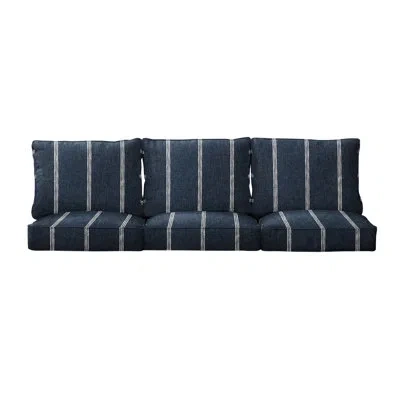 Mozaic Company Sunbrella Stripe Outdoor Deep Seating Sofa Cushion Set In Blue