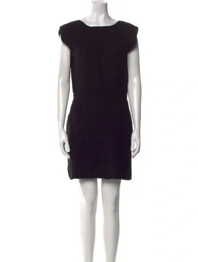 Pre-owned Mozhdeh Matin Bateau Neckline Mini Dress W/ Tags In Black