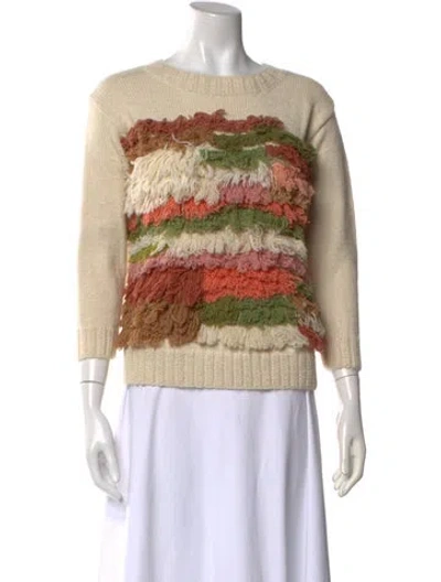 Pre-owned Mozhdeh Matin Striped Crew Neck Sweater In Multi